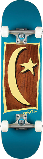 FOUNDATION STAR & MOON V2 SKATEBOARD COMPLETE 7.88 BLUE