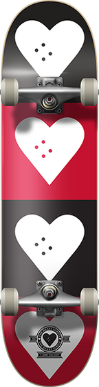 HEART SUPPLY QUAD LOGO SKATEBOARD COMPLETE 7.75 BLACK/RED