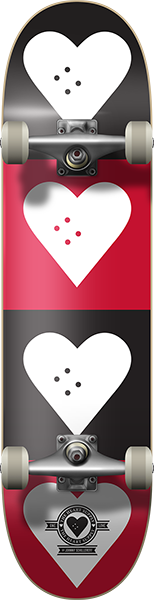 HEART SUPPLY QUAD LOGO SKATEBOARD COMPLETE 7.75 BLACK/RED