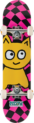 MEOW BIG CAT CHECKER TWIST SKATEBOARD COMPLETE-6.5 PINK