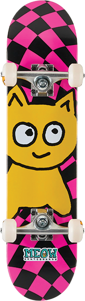 MEOW BIG CAT CHECKER TWIST SKATEBOARD COMPLETE-6.5 PINK