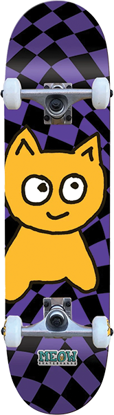 MEOW BIG CAT CHECKER TWIST SKATEBOARD COMPLETE-8.25 PURPLE
