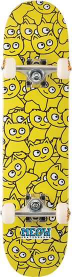MEOW STICKER PILE SKATEBOARD COMPLETE-6.75 CMYK YELLOW