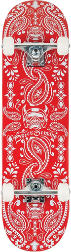 SPEED DEMONS BANDANA SKATEBOARD COMPLETE-7.75 RED/WHT