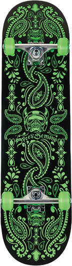 SPEED DEMONS BANDANA SKATEBOARD COMPLETE-8.25 BLK/GREEN