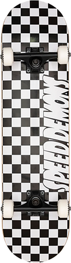 SPEED DEMONS CHECKERS SOFT TOP SKATEBOARD COMPLETE 7.25 BLK/WHT