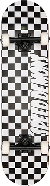 SPEED DEMONS CHECKERS SOFT TOP SKATEBOARD COMPLETE 7.25 BLK/WHT