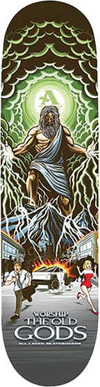 ALL I NEED WORSHIP THE OLD GODS SKATEBOARD DECK-8.5 ZEUS