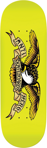 ANTI HERO SHAPED EAGLE SKATEBOARD DECK 10x31.85 HORSE PILL YEL