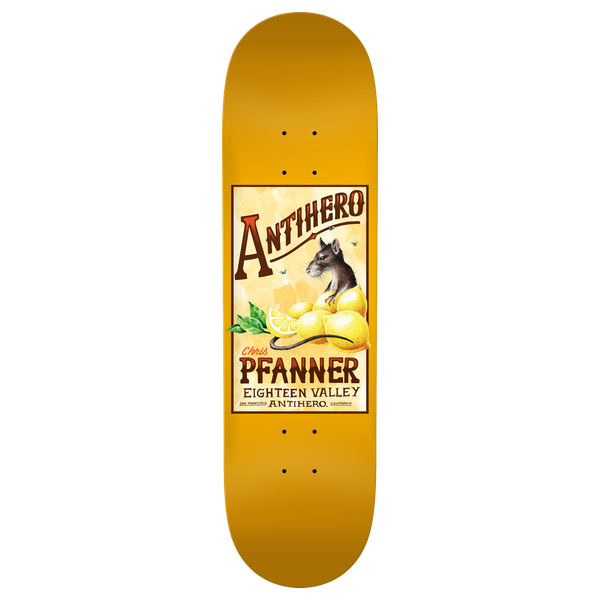 ANTI HERO PFANNER HOMERS PT. 2 SKATEBOARD DECK-8.25 YELLOW w/grip