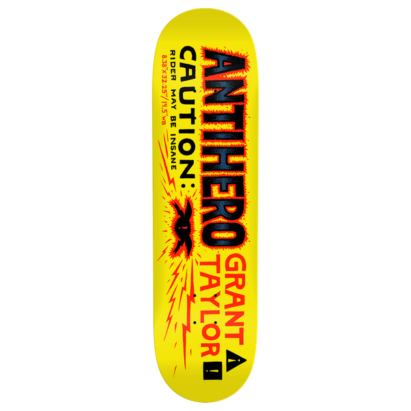 ANTI HERO TAYLOR CAUTION SKATEBOARD DECK-8.38 YELLOW w/grip