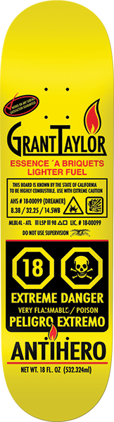 ANTI HERO TAYLOR FUELED UP SKATEBOARD DECK-8.38 YELLOW