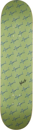 APRIL HORIGOME SCRIPT LOGO SKATEBOARD DECK 8.0 GREEN