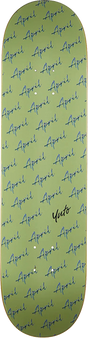 APRIL HORIGOME SCRIPT LOGO SKATEBOARD DECK 8.0 GREEN