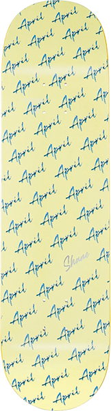 APRIL ONEILL SCRIPT LOGO SKATEBOARD DECK 8.5 YELLOW