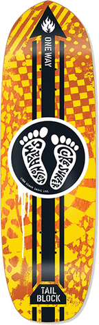 BLACK LABEL ADAMS CURB SURFER SKATEBOARD DECK 9.75X32.82 YELLOW