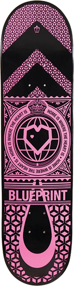 BLUEPRINT HOME HEART SKATEBOARD DECK 7.75 BLK/PINK