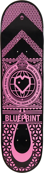 BLUEPRINT HOME HEART SKATEBOARD DECK 7.75 BLK/PINK