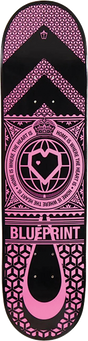 BLUEPRINT HOME HEART SKATEBOARD DECK 7.75 BLK/PINK