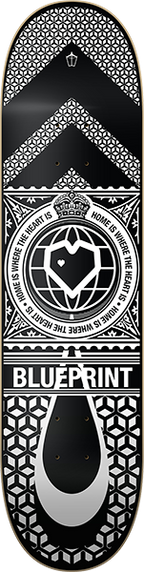 BLUEPRINT HOME HEART SKATEBOARD DECK-8.0 WHT/BLK