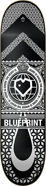 BLUEPRINT HOME HEART SKATEBOARD DECK-8.0 WHT/BLK