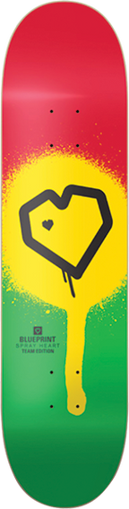BLUEPRINT SPRAY HEART SKATEBOARD DECK-8.0 RASTA