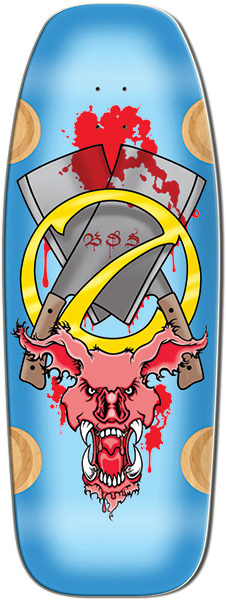 BULLDOG EVIL PIG SKATEBOARD DECK-12X33 BLUE