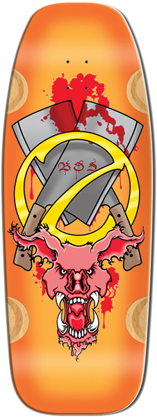 BULLDOG EVIL PIG SKATEBOARD DECK-12X33 ORANGE