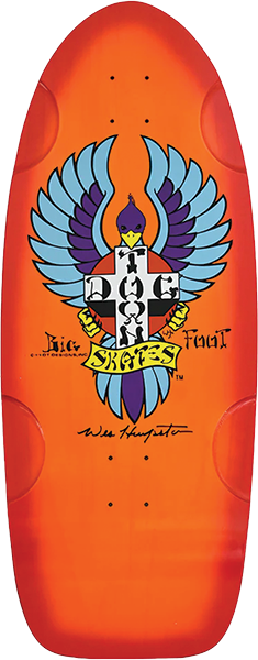 DOGTOWN BIG FOOT 70S CLASSIC SKATEBOARD DECK11.78X30.8 ORG/RED FADE w/ grip