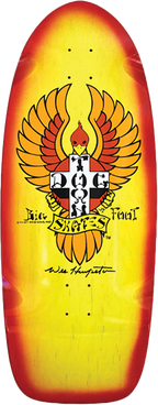 DOGTOWN BIG FOOT 70S RIDER SKATEBOARD DECK11.87X30.54 YEL/RED FADE