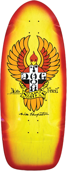 DOGTOWN BIG FOOT 70S RIDER SKATEBOARD DECK11.87X30.54 YEL/RED FADE