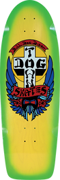 DOGTOWN BULL DOG OG 70S CL. SKATEBOARD DECK-10X29.6 FLO.YEL/GRN