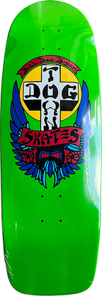 DOGTOWN BULL DOG 70S RIDER SKATEBOARD DECK-10X30.57 LIME DIP