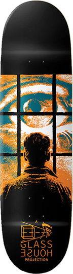 GLASS HOUSE EYE WITNESS SKATEBOARD DECK-8.5 BLK/ORG