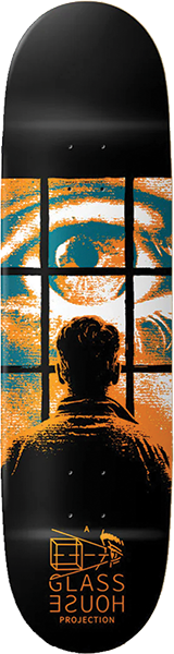 GLASS HOUSE EYE WITNESS SKATEBOARD DECK-8.5 BLK/ORG