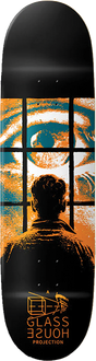 GLASS HOUSE EYE WITNESS SKATEBOARD DECK-8.5 BLK/ORG