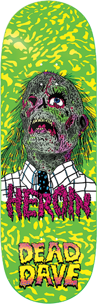 HEROIN DEAD DAVE DEAD HEAD SKATEBOARD DECK-10.12 w/ grip