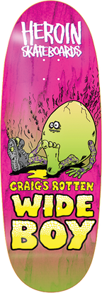 HEROIN QUESTIONS ROTTEN WIDE BOY EGG SKATEBOARD DECK-10.75 w/ grip
