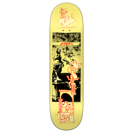 KROOKED NARVAEZ SCULPTURE GARDEN SKATEBOARD DECK-8.38 YELLOW w/grip