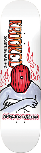 KROOKED WILSON FIRE MASK SKATEBOARD DECK-8.75 WHITE