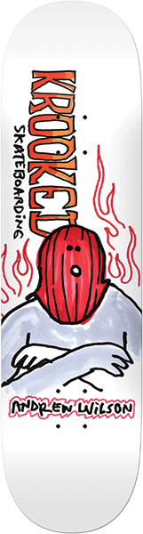KROOKED WILSON FIRE MASK SKATEBOARD DECK-8.75 WHITE