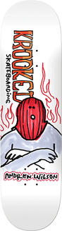 KROOKED WILSON FIRE MASK SKATEBOARD DECK-8.75 WHITE