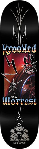 KROOKED WORREST CHROME ZONE SKATEBOARD DECK-8.38 BLACK TT