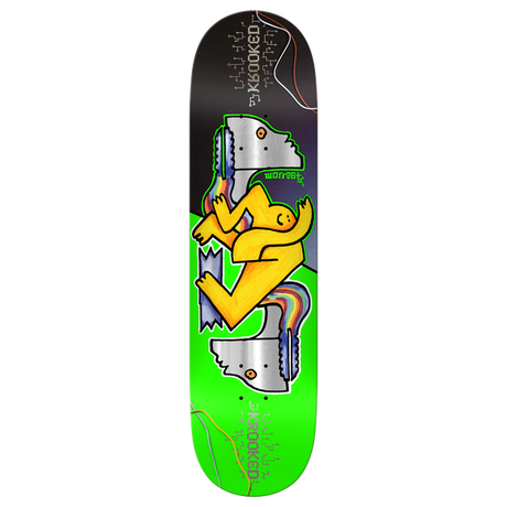 KROOKED WORREST NEON ROBOT SLICK SKATEBOARD DECK-8.3 GRN TT SLICK w/grip