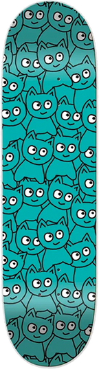 MEOW STICKER PILE SKATEBOARD DECK-8.0 TEAL