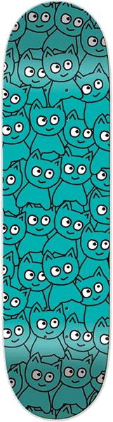 MEOW STICKER PILE SKATEBOARD DECK-8.0 TEAL