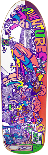 NEW DEAL GIRARD ADVENTURES OF SKATEBOARD DECK-9.72X31.4 NEON ht w/ Grip Tape