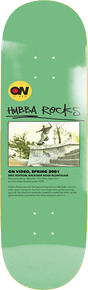 ON VIDEO HUBBA ROCKS SKATEBOARD DECK-8.375 GRN EX7