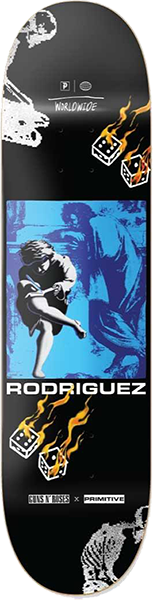 PRIMITIVE GUNS AND ROSES RODRIGUEZ ESTRANGED SKATEBOARD DECK-8.12 BLK
