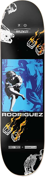 PRIMITIVE GUNS AND ROSES RODRIGUEZ ESTRANGED SKATEBOARD DECK-8.12 BLK